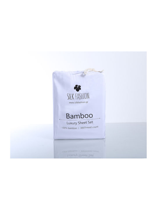 Silk Fashion King Size Bed Sheets Set 270x290cm White 4 Pieces