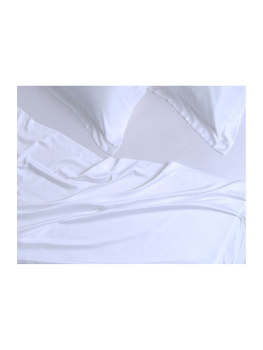 Silk Fashion King Size Bed Sheets Set 270x290cm White 4 Pieces