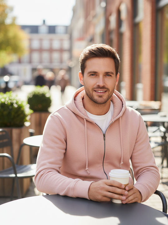 B&C Organic Men's Promotional Long Sleeve Sweatshirt Soft Rose