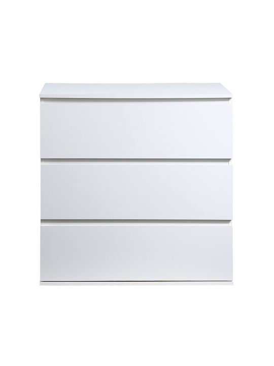Comodă Dormitor Din Lemn Cu 3 Sertare Alb 80x40x80cm