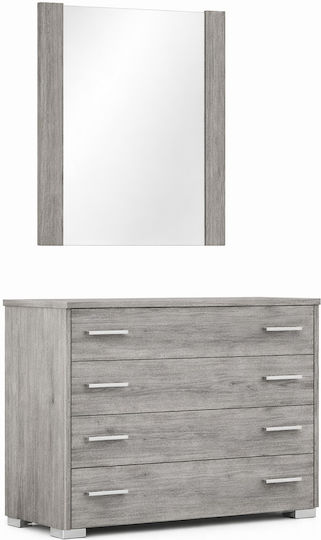 Masută De Toaletă De Podea Din Lemn Gri Cu Oglindă 100x39x71cm