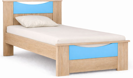 Pat pentru copii Single Albastru deschis pentru saltea 90x190cm