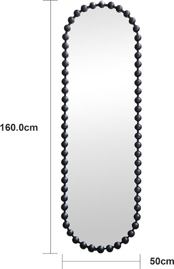 Pakketo Wandspiegel Ganzkörper Oval mit Gold Metallischem Rahmen 160x40cm