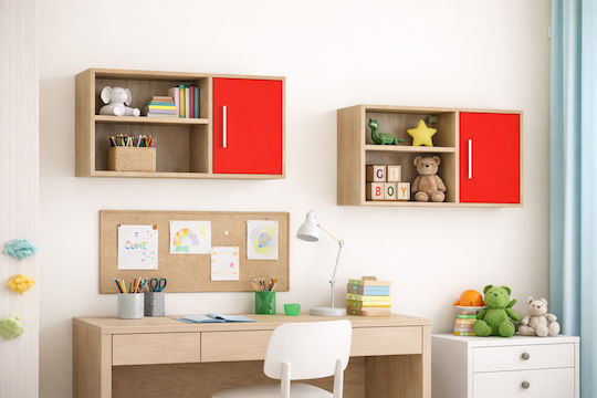 Silky Kinder Bücherregal Wandhalterung Holz Rote 100x30x43cm