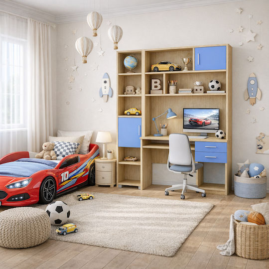 Floor Bookcase Wooden Light Blue 100x30x100cm