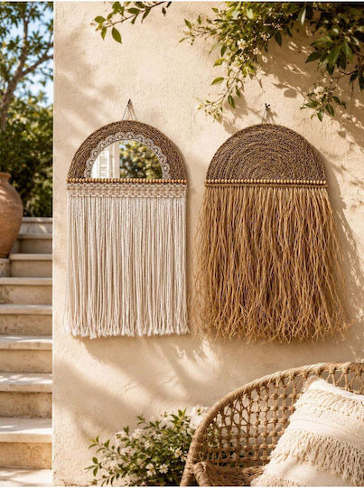SteweHome Handgefertigtes Macrame Wanddekoration Gelb aus Stoff