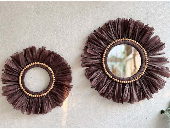 SteweHome Handmade Wall Decor Brown Wooden 40x40cm 2 Pieces