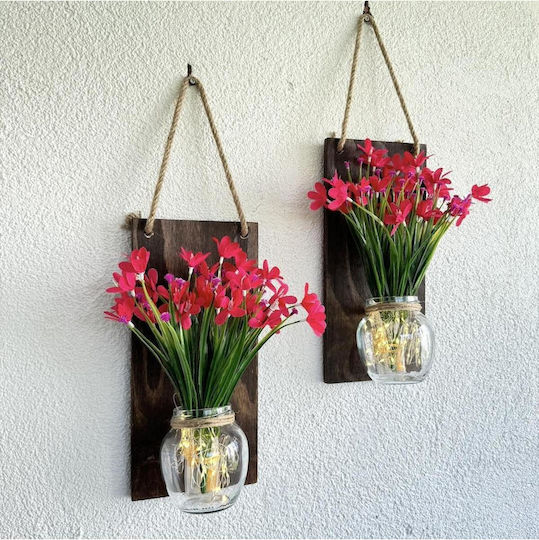 SteweHome Wanddekoration Rosa aus Hölzernes 30x14cm 2Stücke