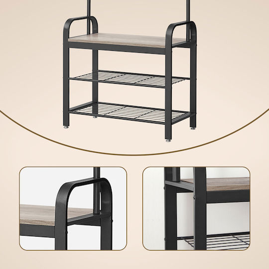 Hallway Furniture with Hanger & Bench Particle Board 72x33.7x183cm