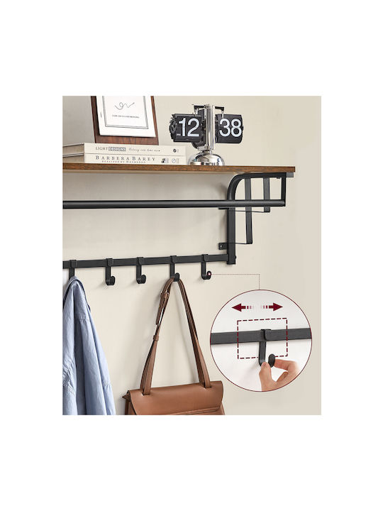 Vasagle Wall Hanger Metal 5 Hooks Brown 66x27x30cm