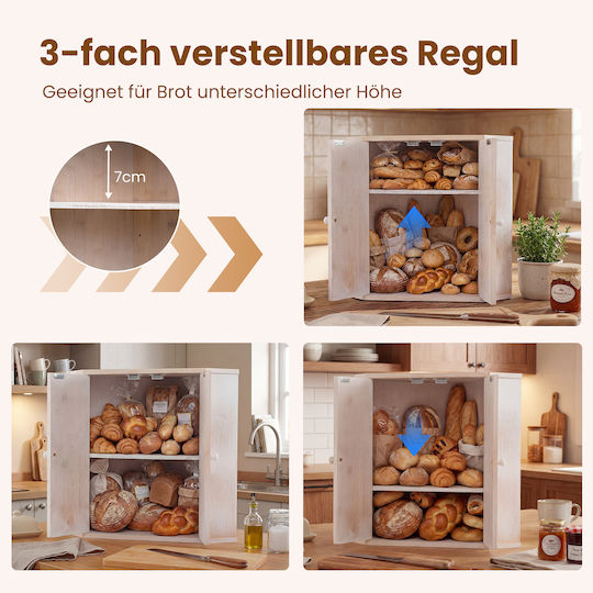 Costway Bamboo Bread Box White 41x31x31cm