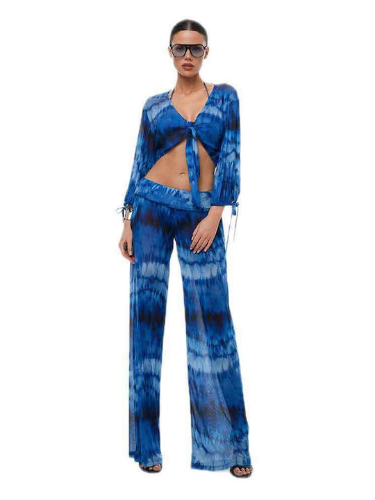 Bluepoint Pantaloni largi de plajă pentru femei Ocean Blue