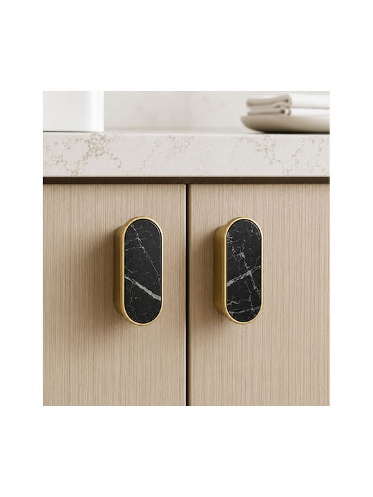Sc Herrajes 880 Furniture Handle Made of Marble & Metallic Gold with Hole Centers 32mm