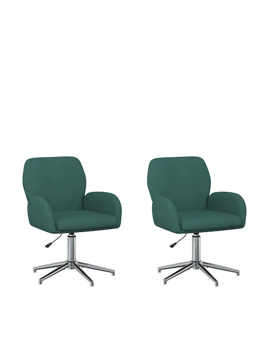 Swivel Visitor Chair with Arms in Green Colour 54x58x90cm 2 Pieces