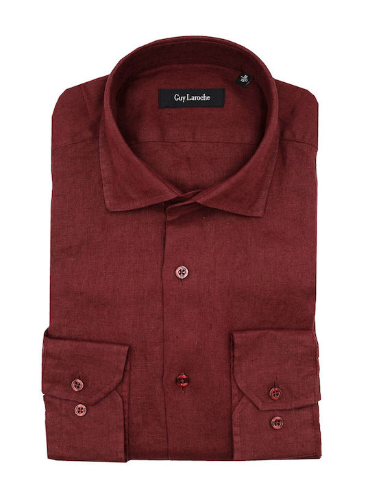 Long Sleeve Linen Shirt in Regular Fit Rust