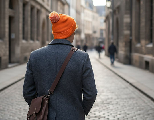 Snowstar B450 Pom Pom Beanie Unisex Knitted Beanie in Orange Colour
