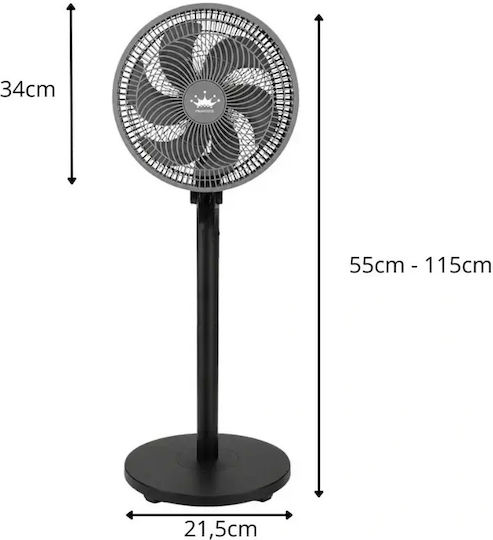 Verk Group 16047V Вентилатор Стоящ 75W Диаметър 34cm Черен