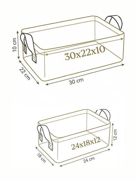 SteweHome Fabric White Storage Basket 30x22cm 2 Pieces