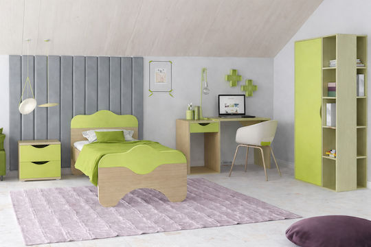 Puzzle Wooden Green Kids Bedside Table 50x40x45cm
