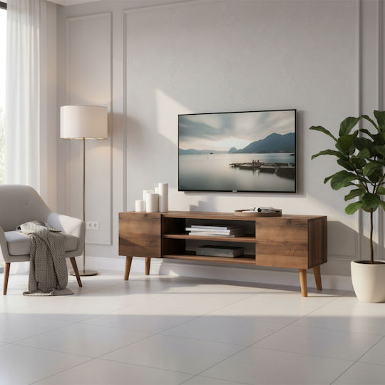 SteweHome TV-Ständer aus Metall & Braune Spanplatte M120xT30xH40cm