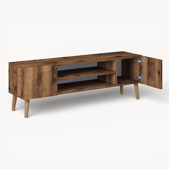 SteweHome TV-Ständer aus Metall & Braune Spanplatte M120xT30xH40cm