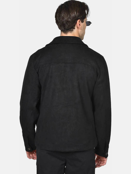 Long Sleeve Overshirt in Regular Fit Black