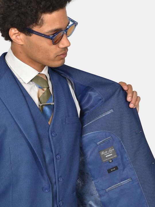 Men's Suit with Vest Slim Fit Blue