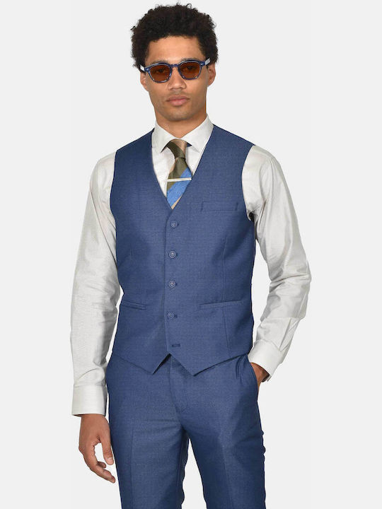 Men's Suit with Vest Slim Fit Blue