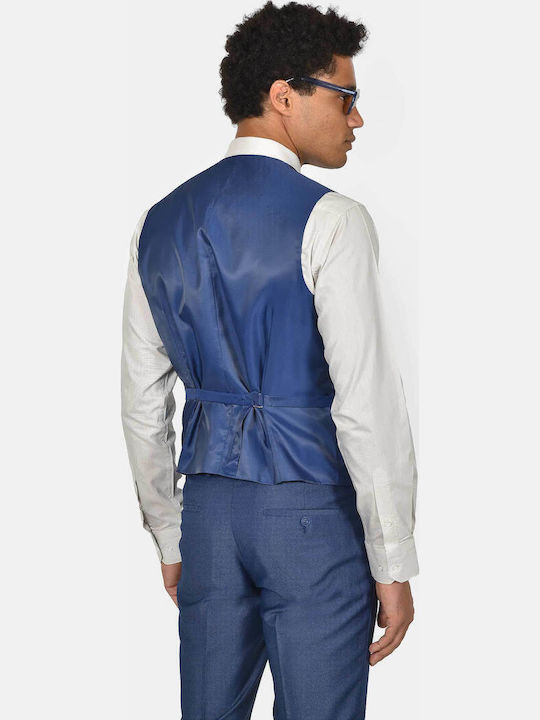 Men's Suit with Vest Slim Fit Blue