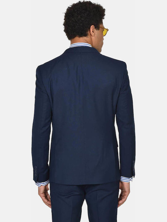 Costum Barbati Cu Vestă Cu Fit Slim Albastru Marin