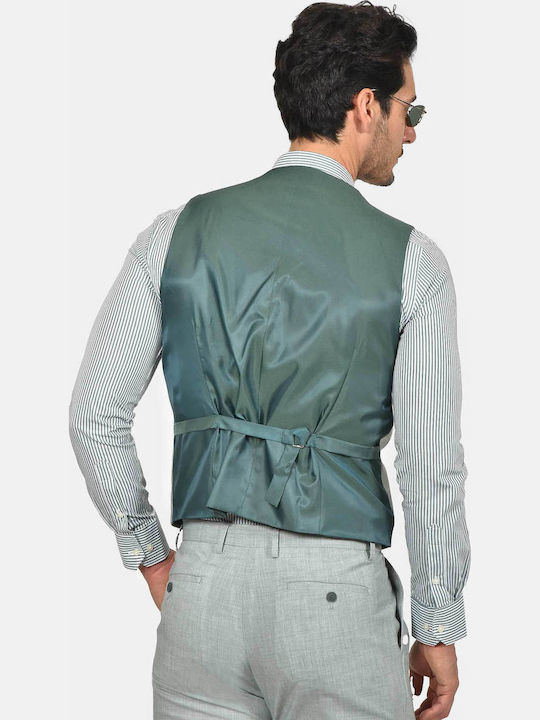 Winter Men's Suit with Vest Slim Fit Green