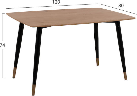 Dining Room Set Gaff with 4 Chairs 120x80cm