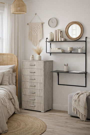 Chest of Drawers Wooden Ash Grey 60x45x123cm