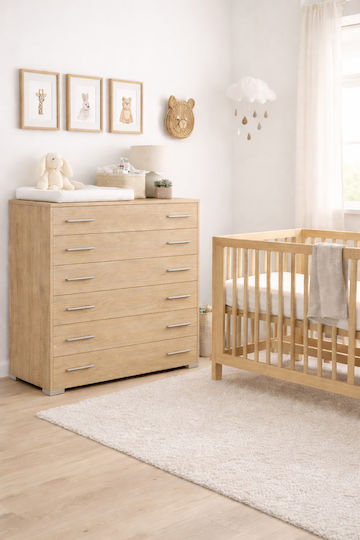 Kommode Schlafzimmer Holz Eiche 90x45x108cm