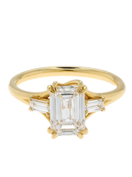Single Stone Ring From 18K Gold With Diamond