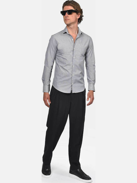 Long Sleeve Cotton Shirt in Regular Fit Black
