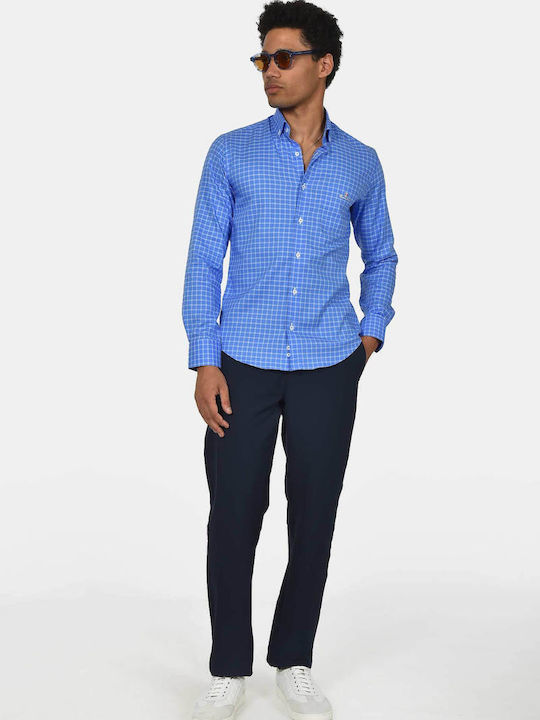 Long Sleeve Cotton Shirt in Regular Fit Checked Ruo