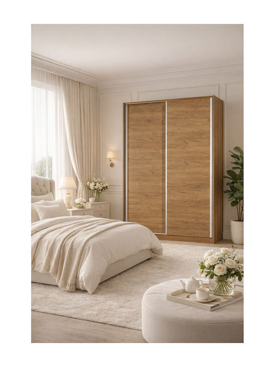 53 Double Door Wardrobe Sliding Walnut 150x60x240cm