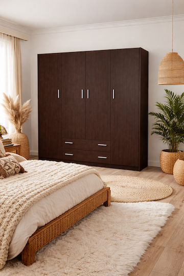 Τετράφυλλη Ντουλάπα Wenge 200x60x180cm