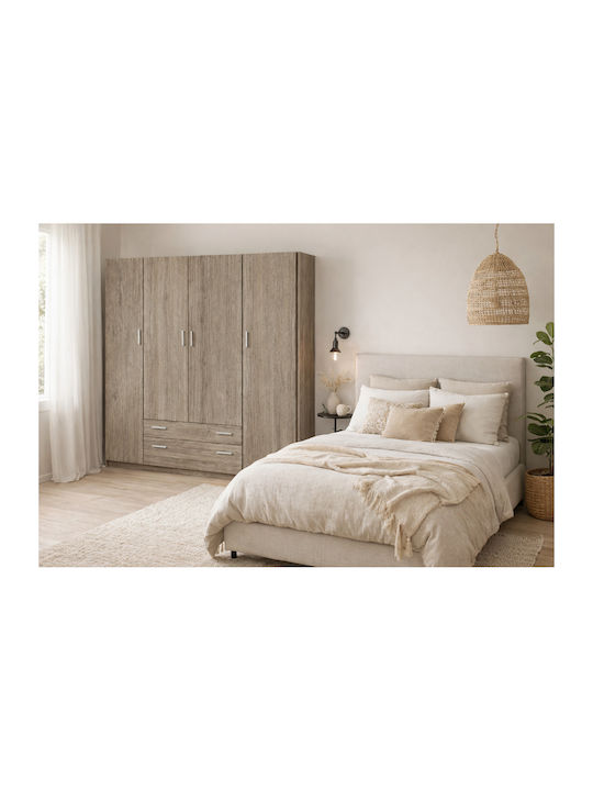 Four Door Wardrobe Ash Grey 200x60x180cm