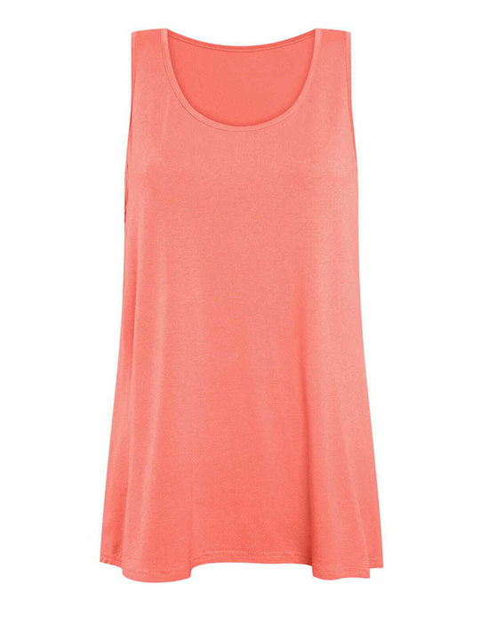 Celestino Women's Sleeveless Monochrome Loose Fit Blouse Coral