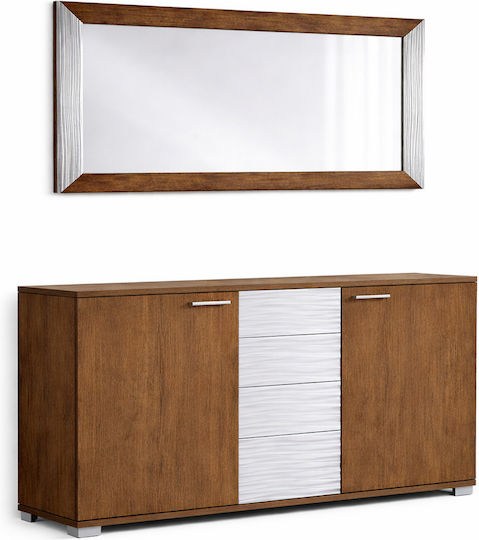 Μπουφές Ξύλινος με Καθρέπτη Καρυδί 150x45x88cm