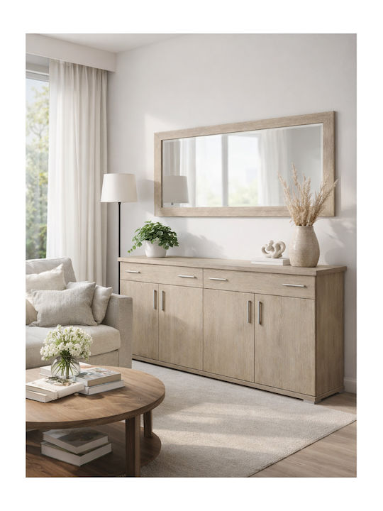 Sarris Sideboard aus Holz mit Spiegel Eiche 180x50x80cm