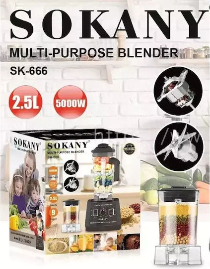 Sokany Commercial Blender 5kW Black with Jug Capacity 2.5lt 57x33x86cm