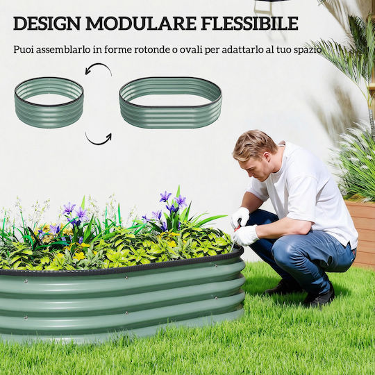 Outsunny Flower Bed Garden Fence Metal 135x90x30cm Green