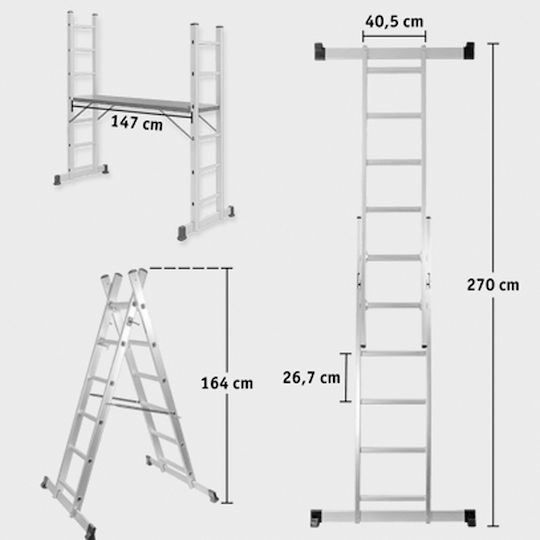 Walter Teleskopleitern Aluminium Doppelt Maximale Höhe 2.7m