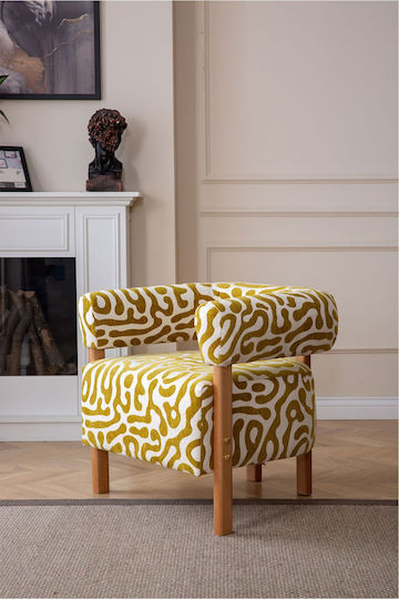 High Back Armchair Dark Walnut 68x60x60cm