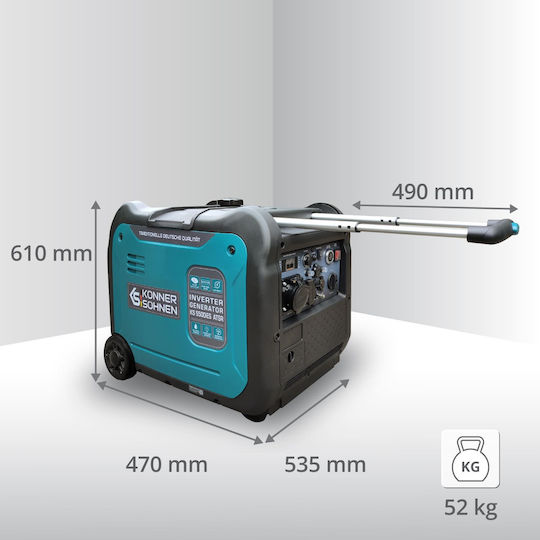 Könner & Söhnen Leise Generator Inverter Benzin/LPG Vier Jahre alt mit Rädern und Maximaler Leistung 6.88kVA