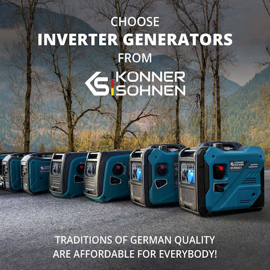 Könner & Söhnen Leise Generator Inverter Benzin/LPG Vier Jahre alt mit Rädern und Maximaler Leistung 6.88kVA