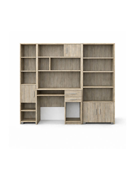 Kinder Schreibtisch mit Bibliothek aus Melamin Braune 215x55x180cm